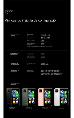 Mini Teléfono Inteligente 1+8g Android Color Verde