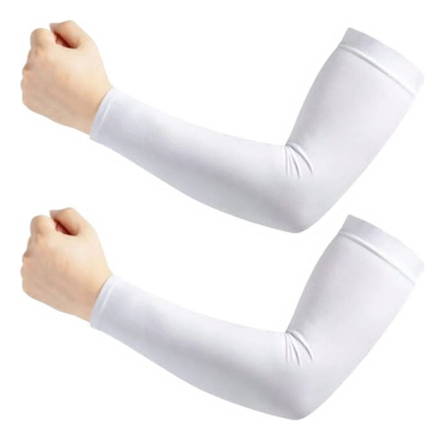 Par De Mangas Protectoras Color Blanco, Protección Uv Adulto Blanco