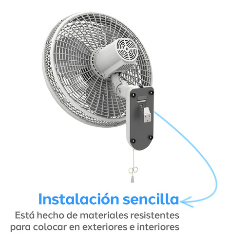 Ventilador De Pared Navia M018p Blanco 45.72 Cm Blanco Gris 3