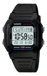 Reloj de pulsera Casio Collection W-800 de cuerpo color negro, digital, para hombre, fondo blanco, con correa de resina color negro, dial negro, minutero/segundero negro, bisel color negro y hebilla s