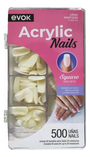 Uñas Postizas Cuadradas Evok 500 Unidades Qs5