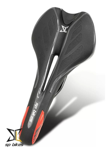 Asiento Negro/rojo Vzr Para Bicicleta Ruta / Montaña