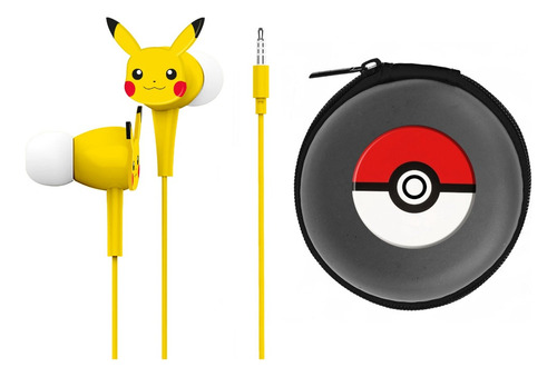 Audífonos In-ear  Alámbricos Pokémon - Pikachu Con Estuche Otl Universal Amarillo