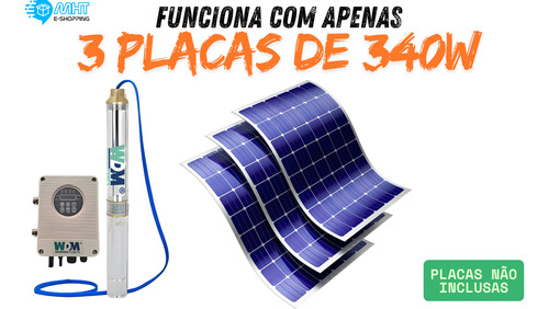 Bomba Submersa Solar Wdm 750w Comando Externo Poço Até 90m