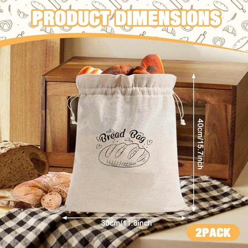 Bolsas De Pan De Lino Reutilizables 30 X 41 Cm