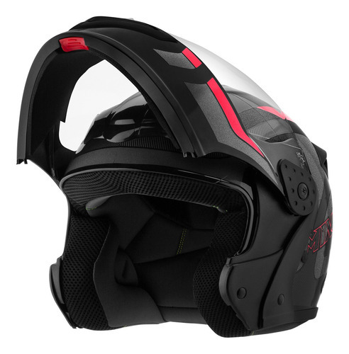 Capacete Robocop Escamoteável Fechado Mixs Gladiator Delta S Cor Cinza/vermelho brilhante Tamanho do capacete 60