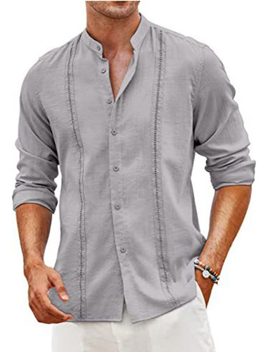 Camisas De Guayabera Cubana Para Hombre, De Lino, Casual, Co