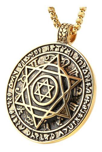 Hzman Talisman Seal Solomon - Collar De Acero Inoxidable Con