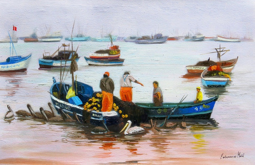 Día De Pesca - Pintura Al Óleo (sedamanos Art)