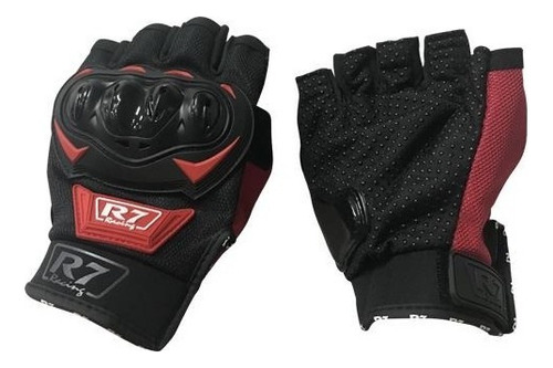 Guantes Tácticos Medio Dedo Para Motocicleta Y Más Deportes Color Rojo Talla G