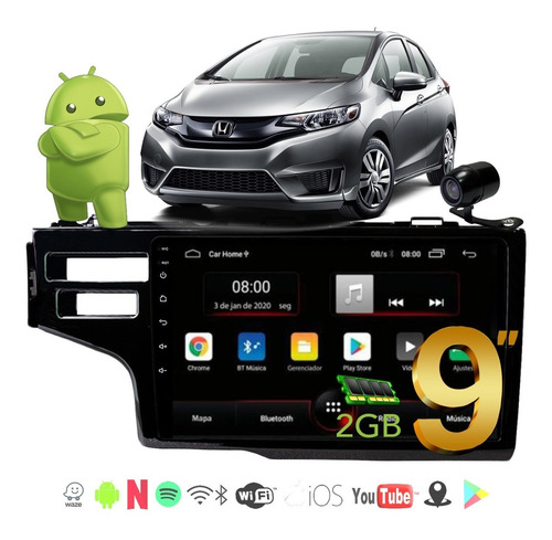 Imagem 1 de 8 de Central Multimidia Honda Fit 15 16 17 18 19 Pcd Aikon Atom