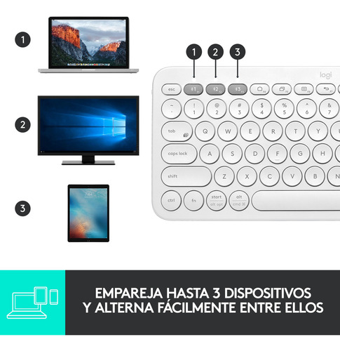 Combo Logitech Mouse M350s+teclado Bt K380s+totebag Blanco