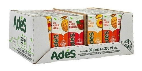 Bebida De Soya Con Jugo De Frutas Ades 36 Piezas De 200 Ml