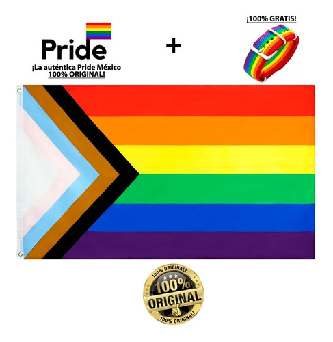 Bandera Pride Progreso, Lgbt+, Orgullo, Gay. (90x150cm)