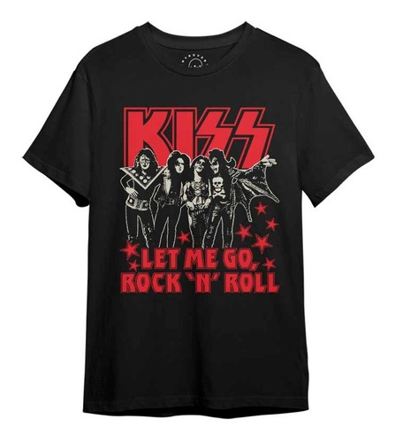 Polera Kiss - Let Me Go Rock N' Roll - Negra Manga Corta