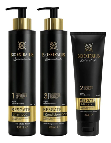 Kit Resgate Shampoo 300ml Condicionador 300ml Máscara 250ml