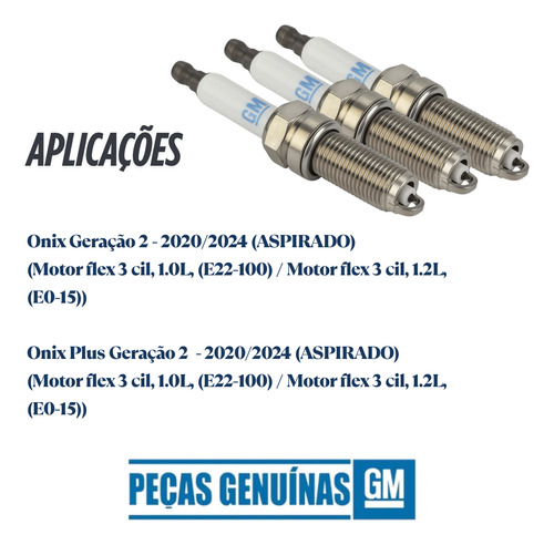 Jogo De Velas Gm Onix Aspirado 3cc 2020 2021 2022 2023 2024