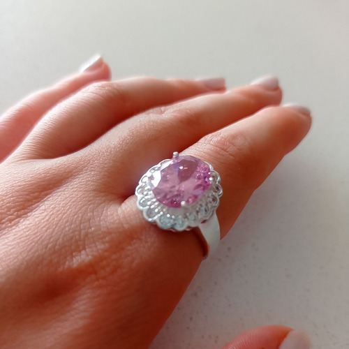 Imagen 5 de 5 de Anillo Plata Italiana 925 Y Circonitas Modelo Dayana Rosa