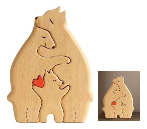 Rompecabezas De Madera De Lindas Estatuas Familiares De Osos