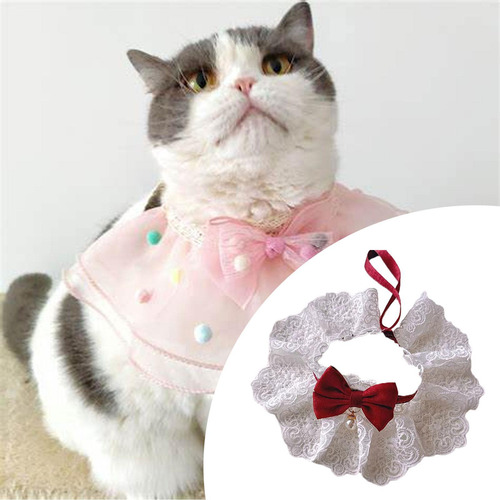 Gato Encaje Bowknot Collar Gato Tocina Vestida Suministros