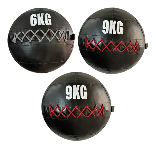 Set Pelotas Sin Pique 9kg X2 + 6kg Medicine Ball Crossfit