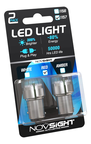 Bombilla Led 1157, 300% Rojo Brillante 2357 Foco De Luz...
