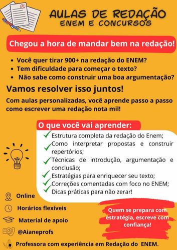 Aulas Particulares De Redação Para Enem E Concursos