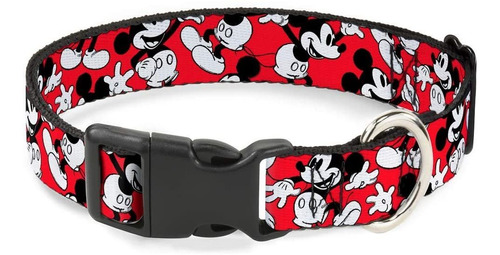 Buckle-down Dog Collar Plastic Clip Mickey Mouse Poses Scatt