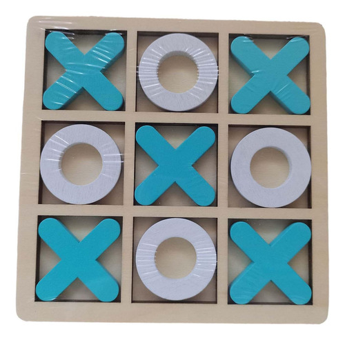 Juego De Madera Tic Tac Toe, Juego De Mesa De Ajedrez Azul