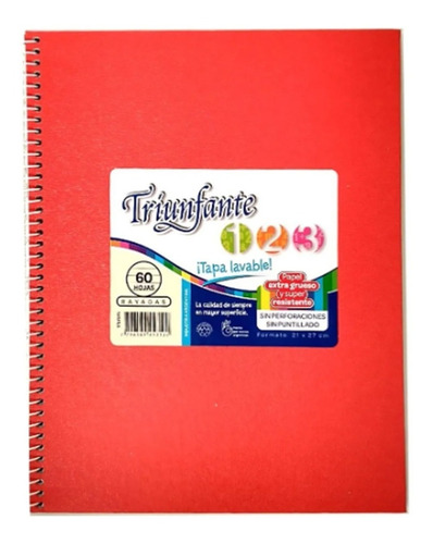 Cuaderno Triunfante 123 Espiral T/dura 60h 21 X27cm