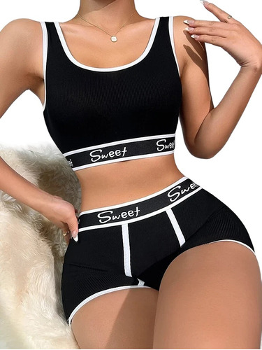 Lenceria Mujer Conjunto Deportivo Dama Ropa Intima Set 2pzas