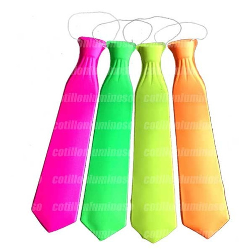 1 Collares Fluor Corbata Plastica 43cm Carnaval Carioca