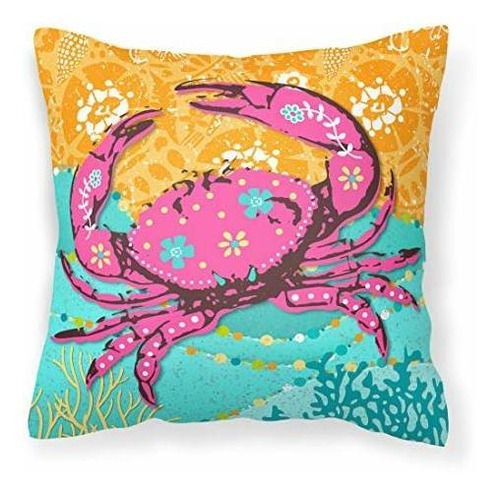 Almohada Decorativa De Tela De Cangrejo Rosa Costera Vha3028