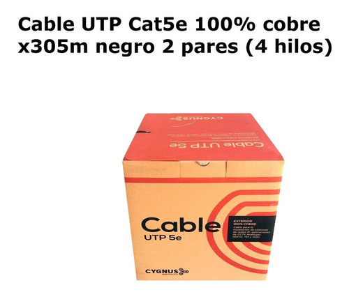 Imagen 3 de 8 de Cable Rollo 305m Utp Exterior Cat 5e Red Vaina Negra Rj45