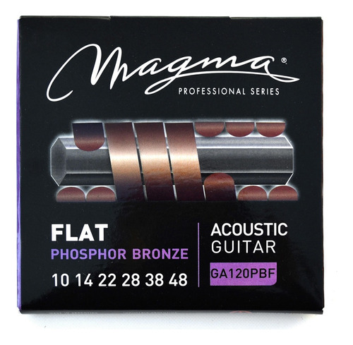 Cuerdas Guitarra Acustica Flat Lisas 010-48 Magma Ga120pbf