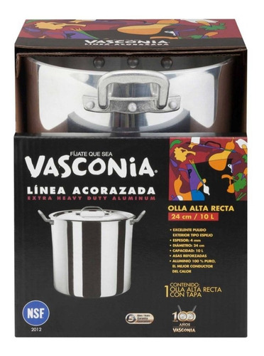 Olla Alta Recta Vasconia Línea Acorazada 10 Litros Color Gris