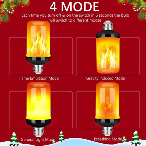 2 Bombillas Led Efecto Llama 5w 4 Modos E27