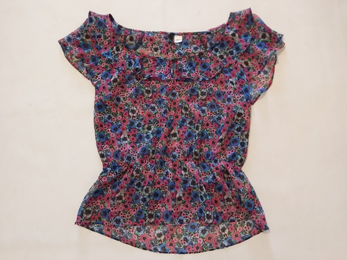 Blusa Remera Camisola Manga Corta Gasa Floreado Hym 10