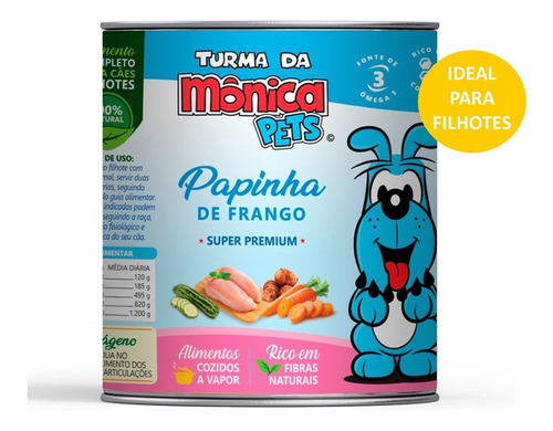 Ração Úmida Papinha Cães Turma Da Mônica Frango Lata 280g 