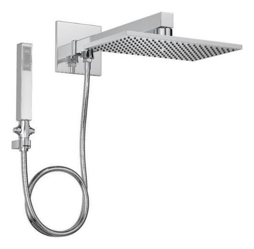 Chuveiro Com Desviador E Ducha Manual Unic 30 Cm Cromado Acabamento Cromo