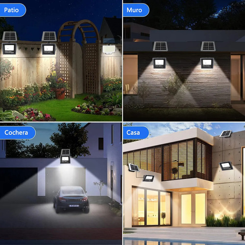 2pz Lámpara Solar Premium Con Reflectores Led Para Jardín Negro