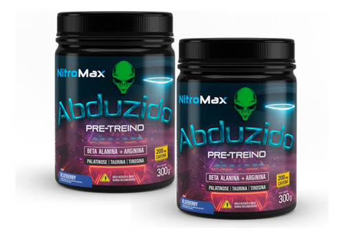 2x Abduzido Pre Treino Nitro Max Limonada Suica 300g
