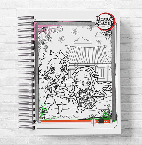 Libro Colorear Nezuko + Stickers + Chapita Regalo