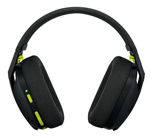 Headset over-ear gamer Fone sem fio Logitech G435 preto e amarelo-fluorescente