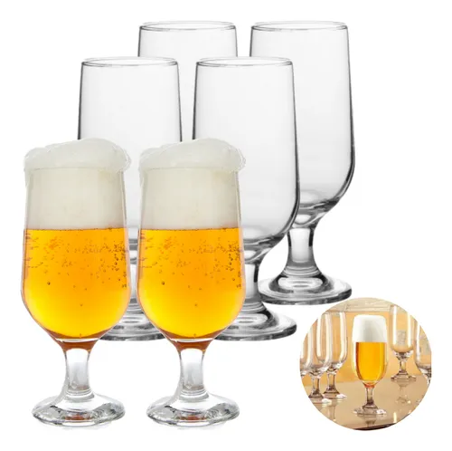 Jogo 6 Copos De Chopp Vidro 335ml Taça Tulipa Bar Cerveja