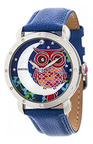 Bertha Ashley Mop En Cuero Banda Reloj De Señoras - Plata - 