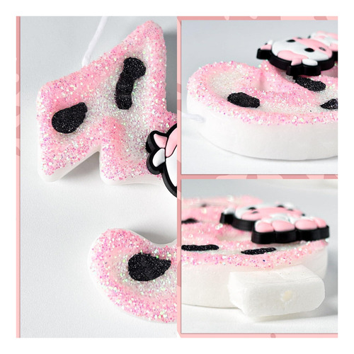 Wqinx Pink Cow Glitter Velas De Cumpleaños Número 1 De 1 De