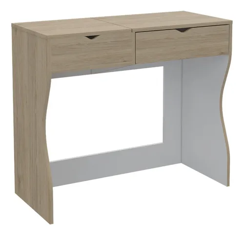 Mueble De Tocador + Velador Espejo - Rovere / Blanco