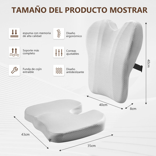 Jja Conjunto 2 En 1 Ergonómico, Cojín Lumbar Transpirable,