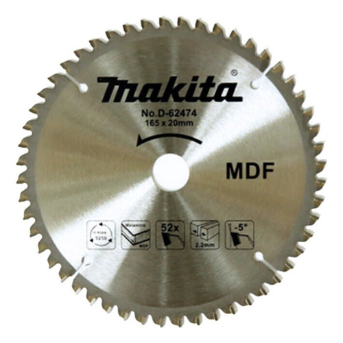 Disco Sierra Makita D-62474 165mm 52dt Mdf Melamina Sp6000 Bb